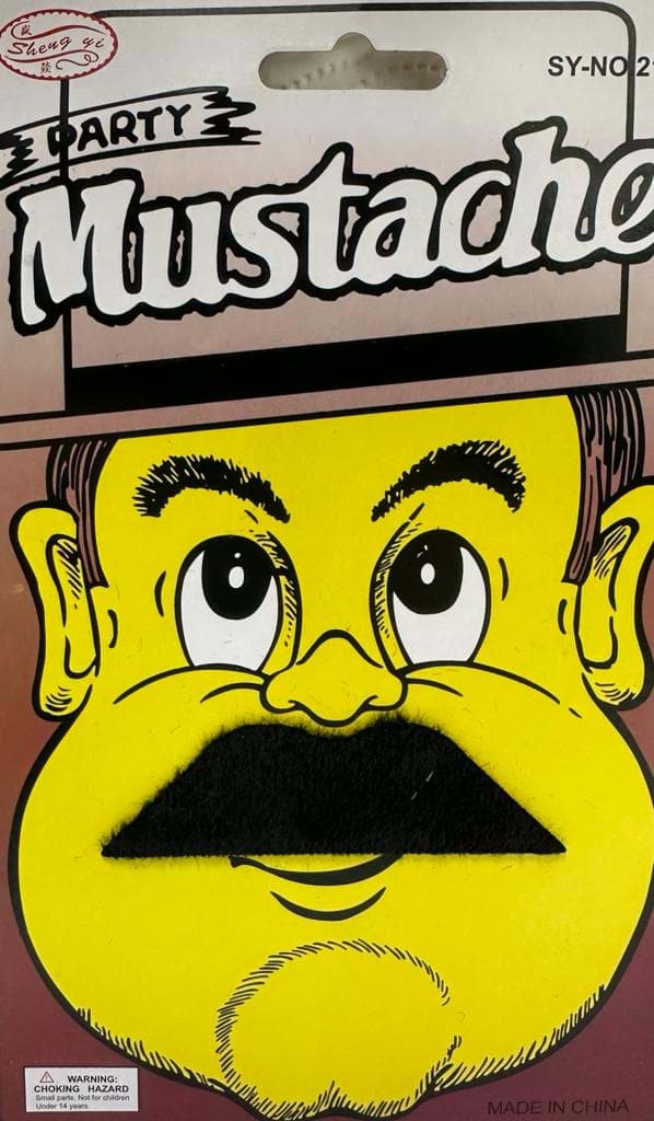 Siyah Renk Gerçekçi Görünümlü Yapışkanlı Beyefendi Bıyığı Takma Tüylü Kısa Bıyık Model 5 resmi