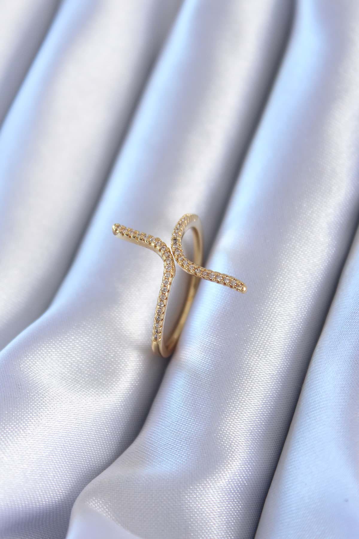 Picture of Gold Renk Zirkon Taşlı Kadın Yüzük - TJ-BYK2754