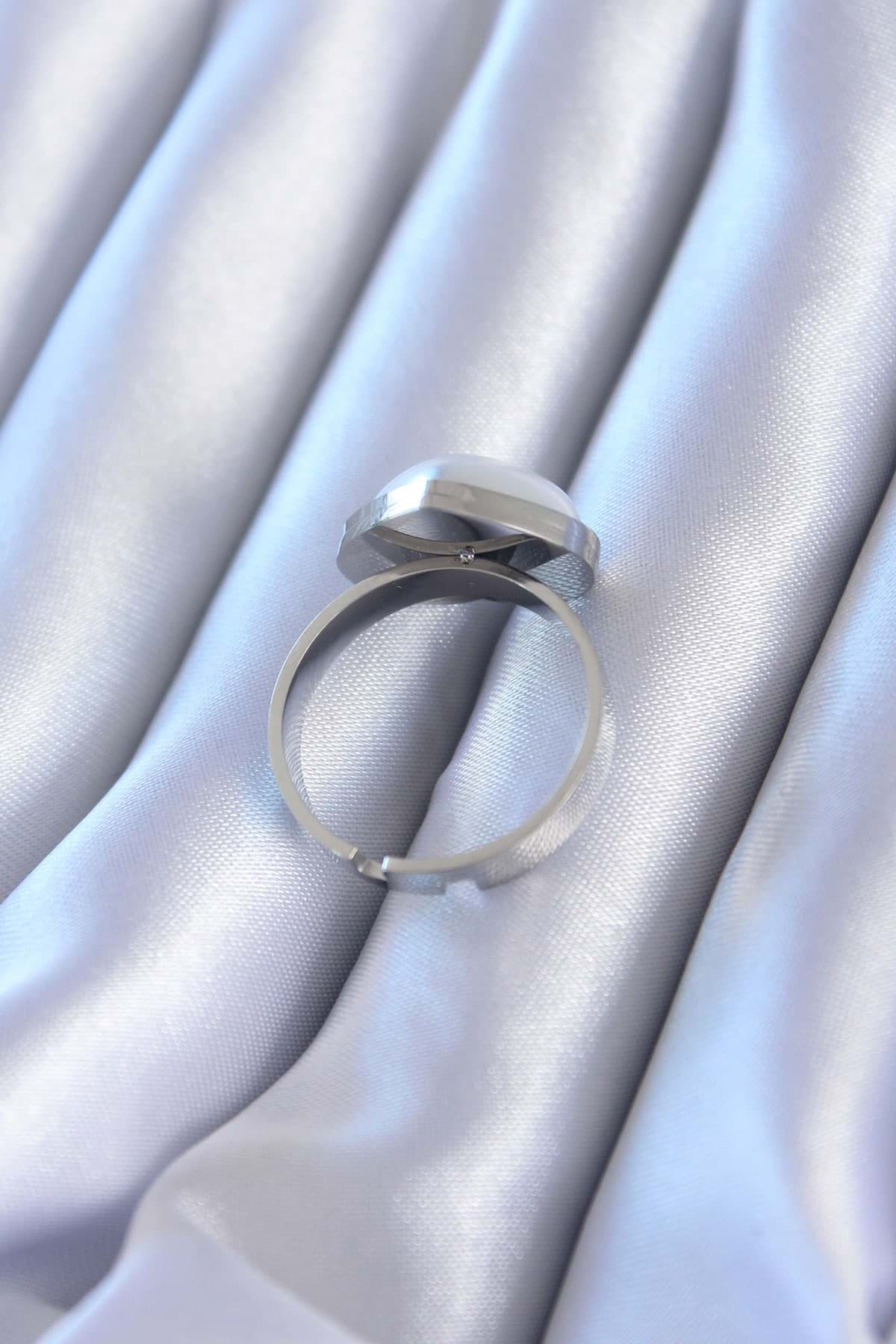 Picture of 316L Çelik Gümüş Renk İncili Kalp Model Kadın Yüzük - TJ-BYK2756