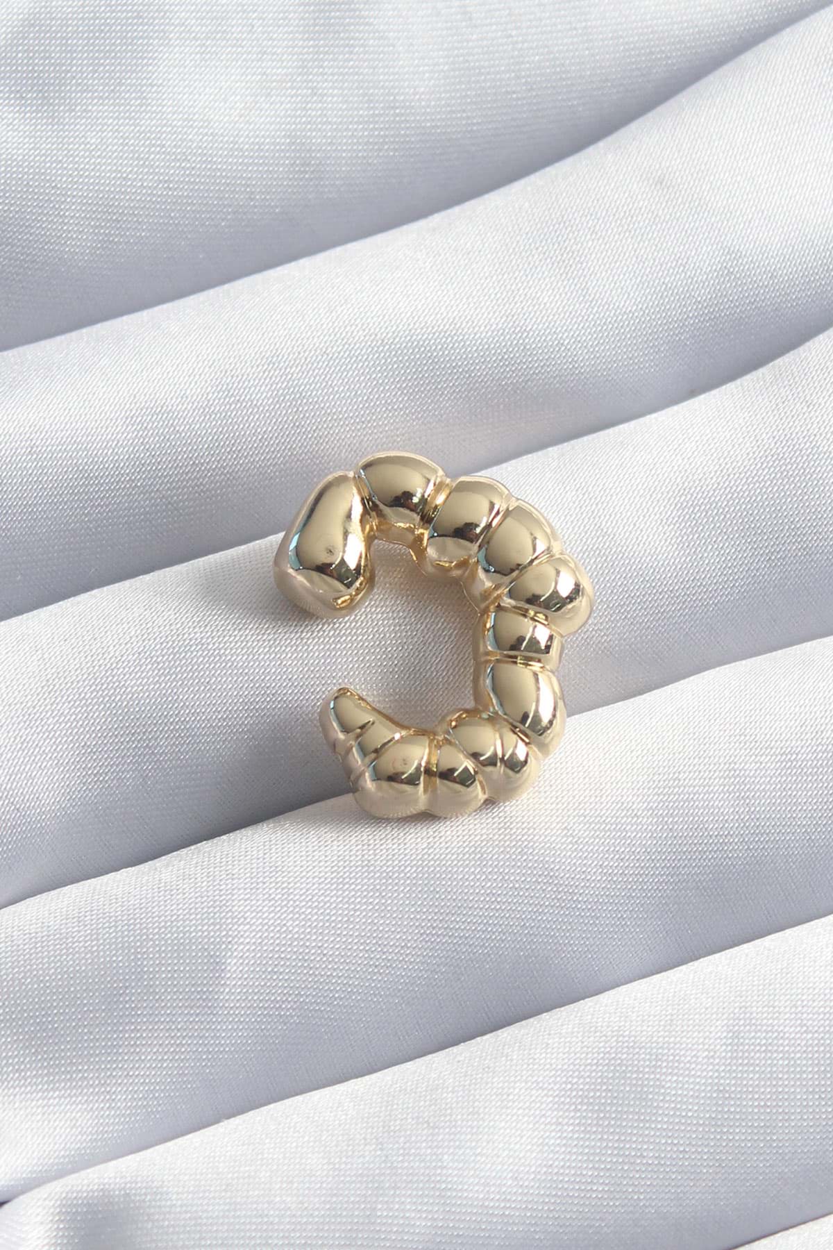 Pirinç Gold Renk Earcuff Kıkırdak Model Kadın Küpe - TJ-BKP8257 resmi