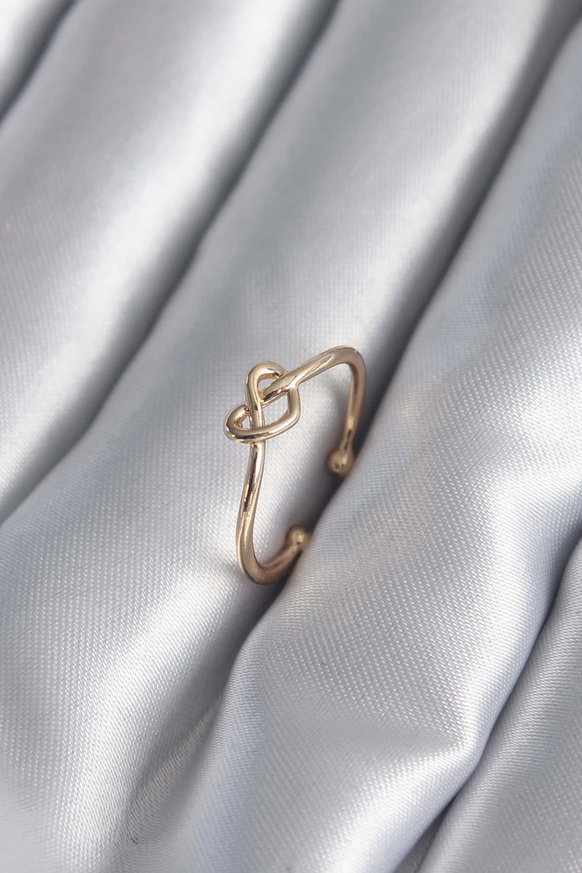 Gold Renk Düğüm Kalp Model Kadın Yüzük - TJ-BYK2945 resmi