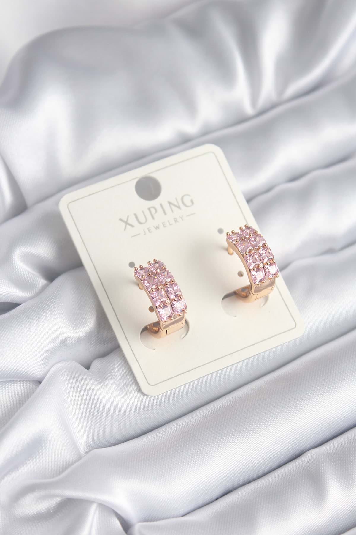 Xuping Model Pembe Zirkon Taşlı Kadın Küpe - TJ-BKP8323 resmi
