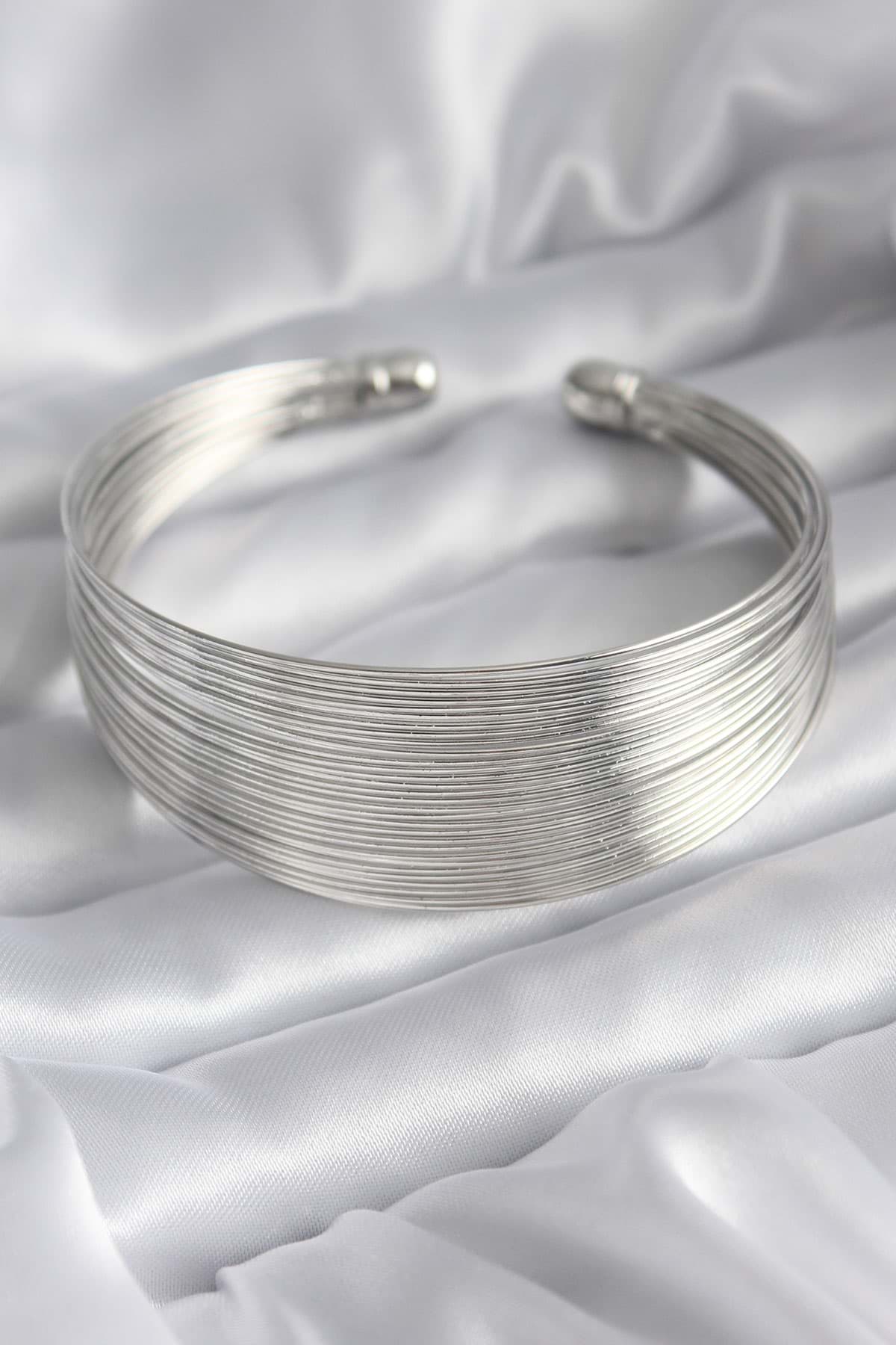 316L Çelik Gümüş Renk Kadın Bileklik - TJ-BB5785 resmi