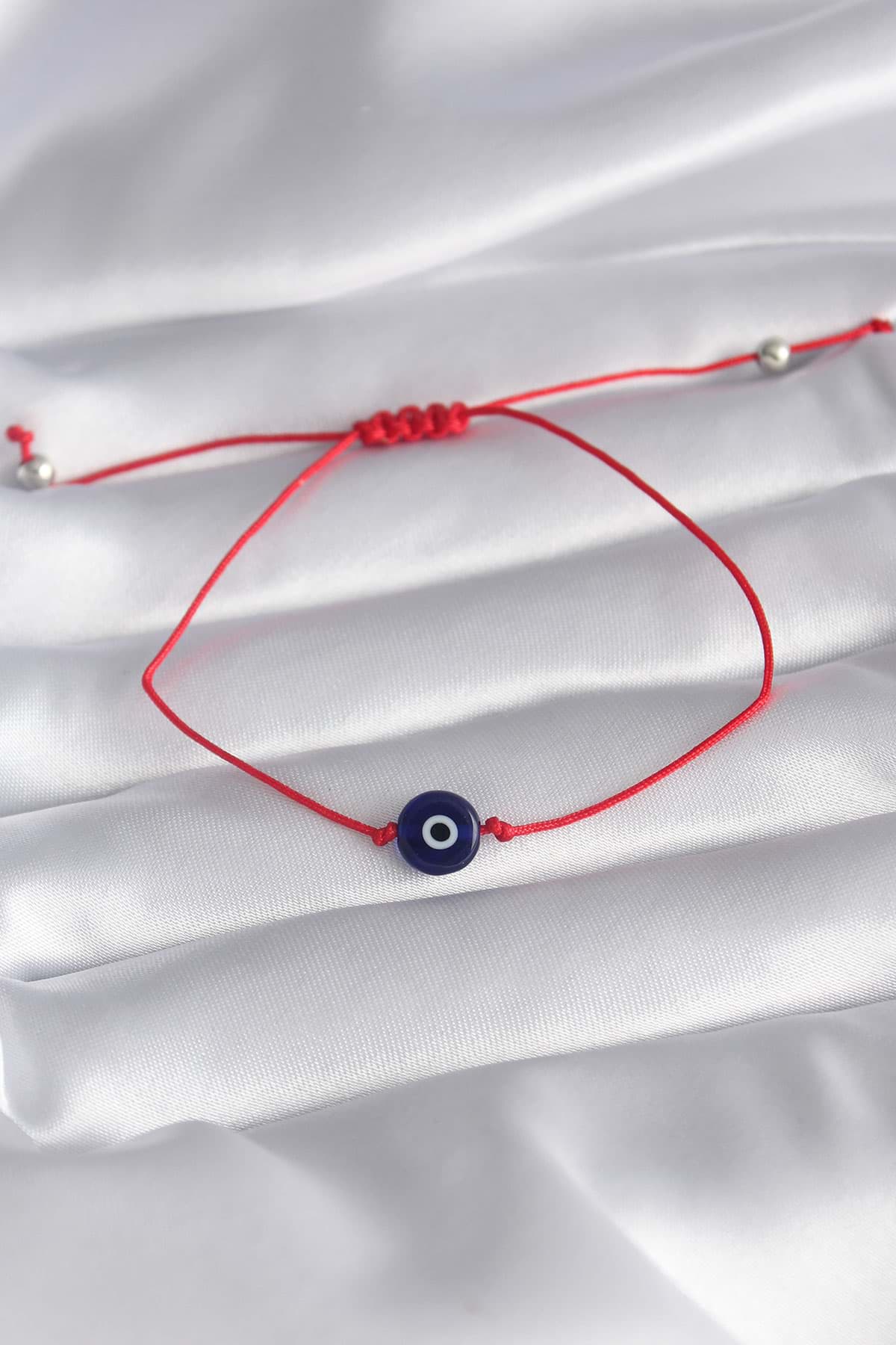 Kırmızı İp Model Nazar Boncuk Figür Unisex Bileklik - TJ-BB5813 resmi