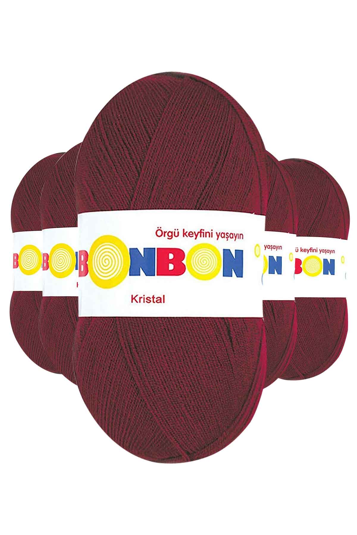 5 Adet Kristal El Örgü Lif İpi Bordo 98220 resmi