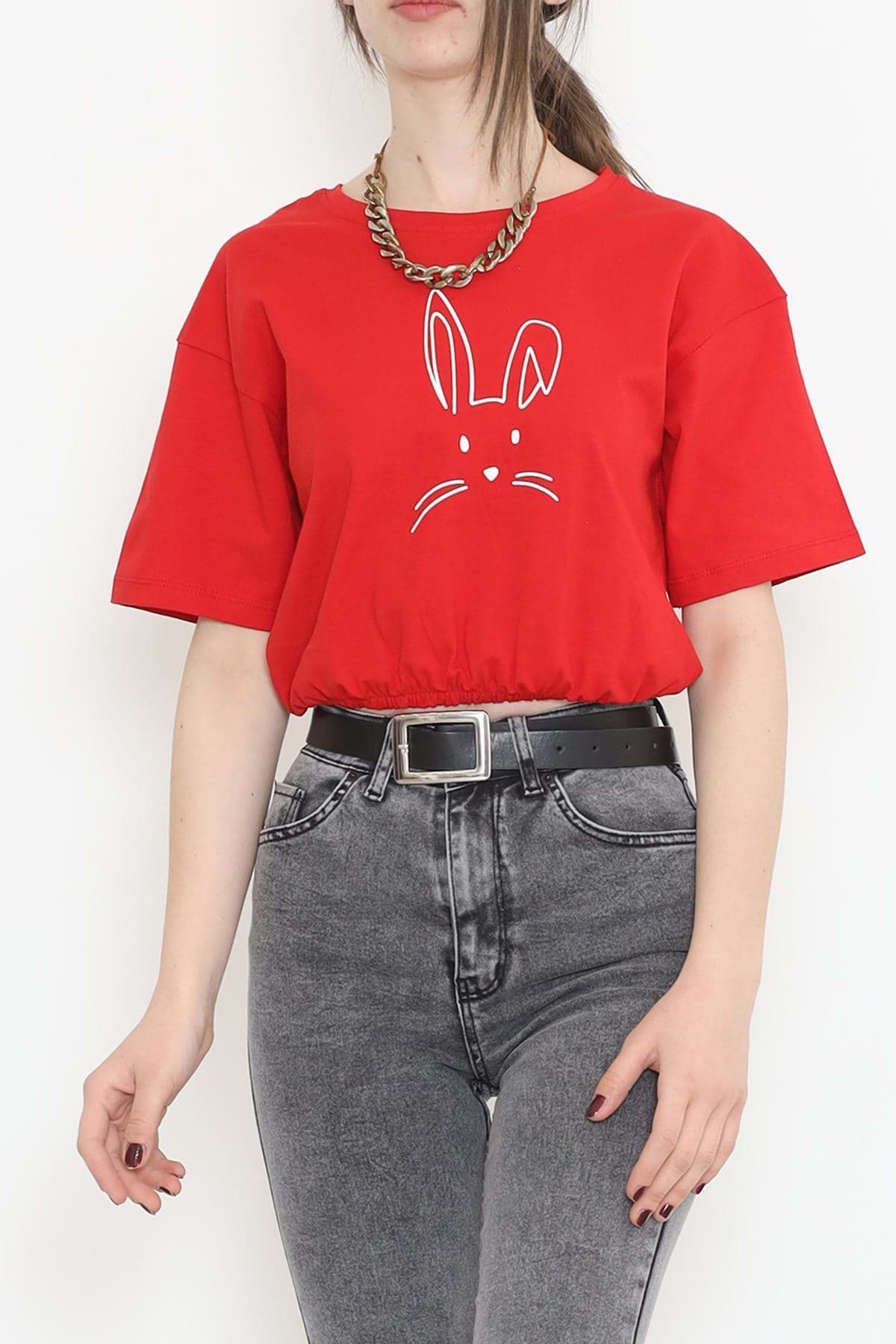 Beli Lastikli Tişört Kırmızı - 16546.1567. resmi