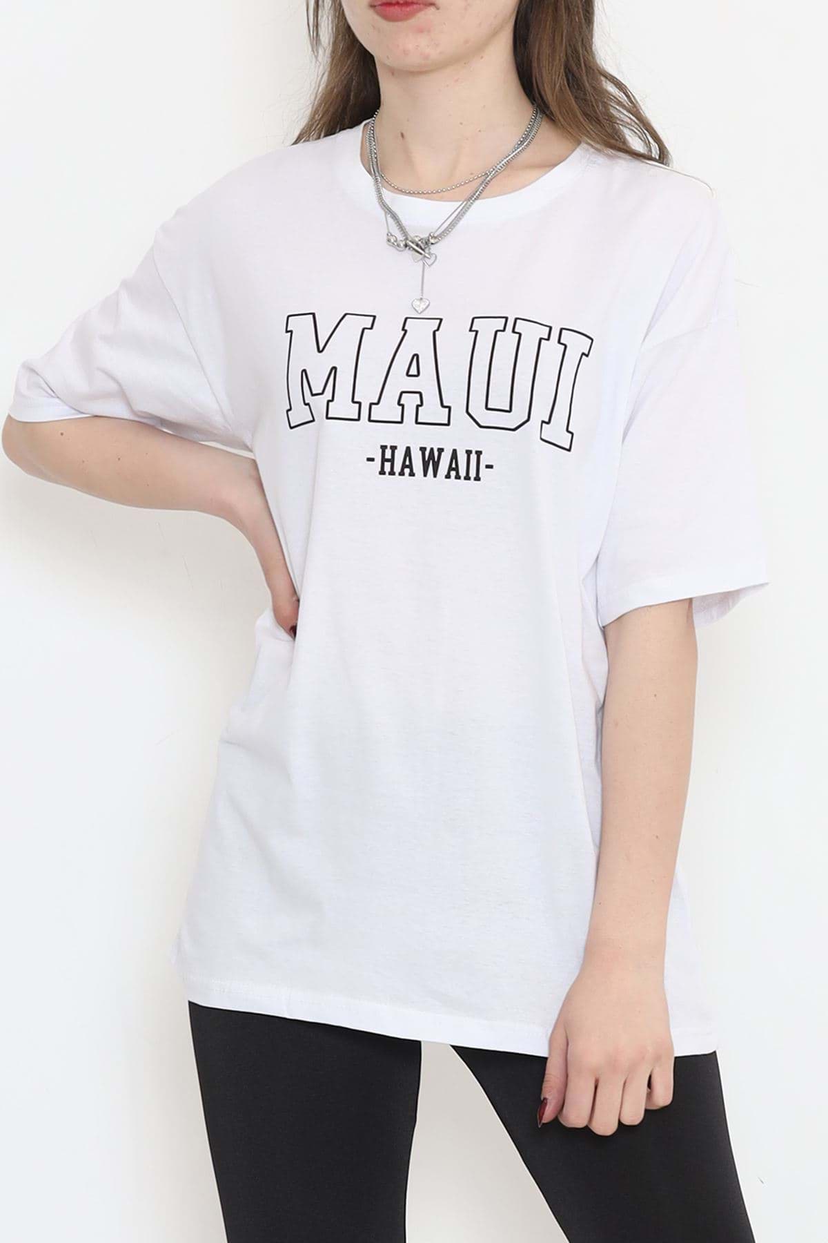 Baskılı Bisiklet Yaka Tişört Beyaz - 16513.1567. resmi